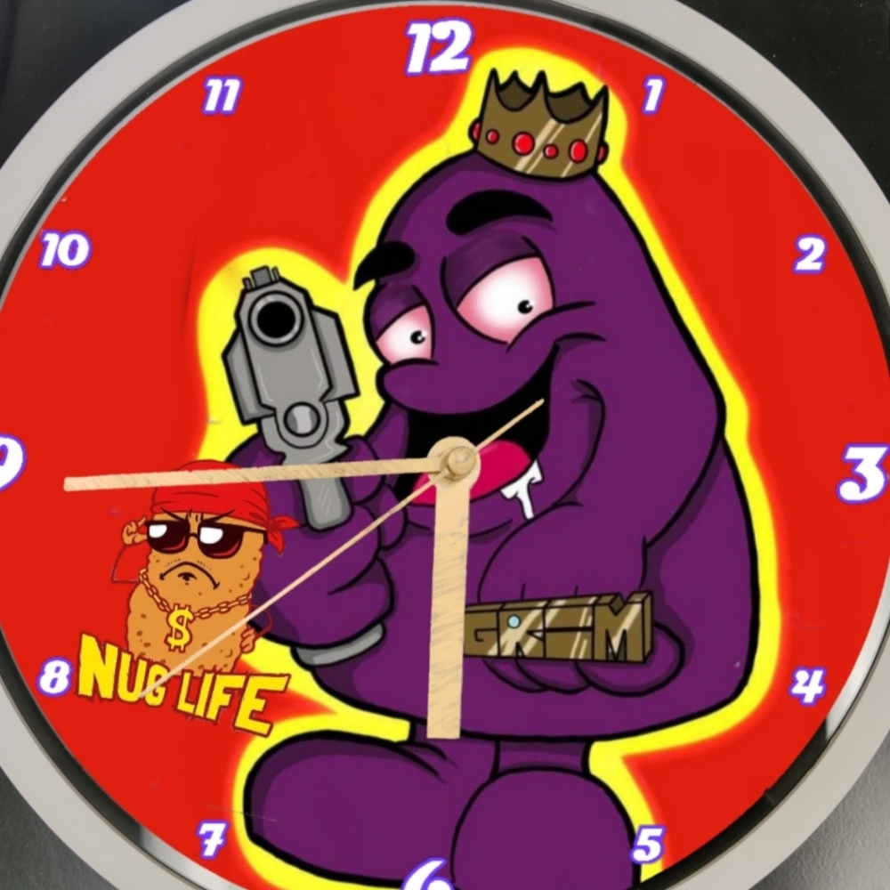 Chicken nugget and Grimace led dance light clock